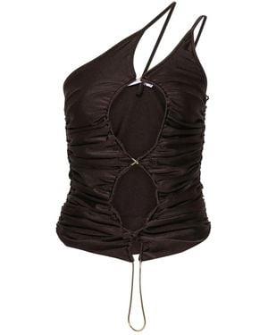Amen Cut-Out Asymmetric Top - Black