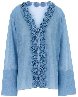 Oséree Cárdigan de lúrex con detalle de rosa - Azul