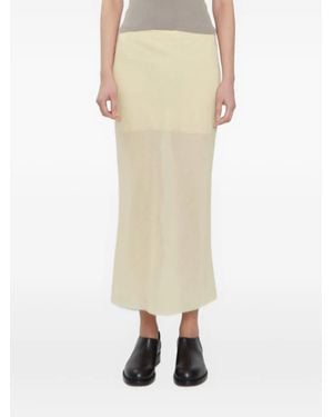 Rier Bias-Cut Wool-Gauze Midi Skirt - Natural