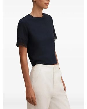 EVER NEW T-Shirt Rosemary Bordé De Dentelle - Bleu