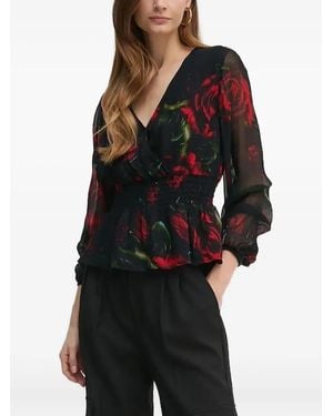 Guess V-Neck Blouse - Black