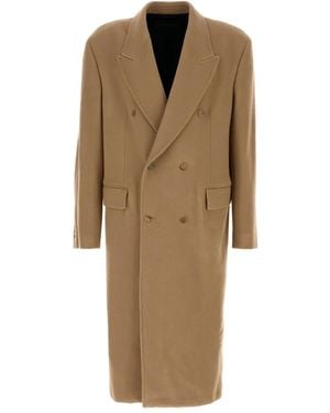 Balenciaga Double-Breasted Wool Coat - Natural