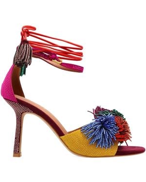 Kurt Geiger 90Mm Pom Pom Embellished Ankle-Tie Sandals - Red