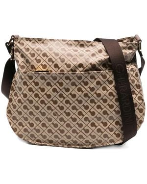 Gherardini Monogram-Pattern Satchel Bag - Brown