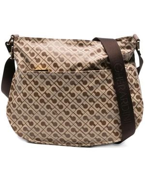 Gherardini Monogram-Pattern Satchel Bag - Brown