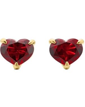 David Yurman Chatelaine Heart ガーネット ピアス 8Mm 18Kイエローゴールド - レッド