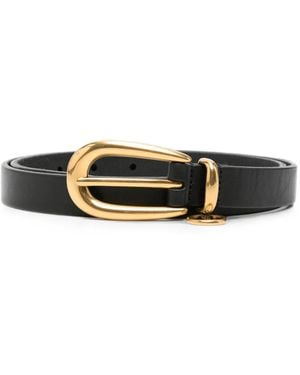 Saint Laurent Cassandre Charm Elongated Buckle Thin Belt - Black