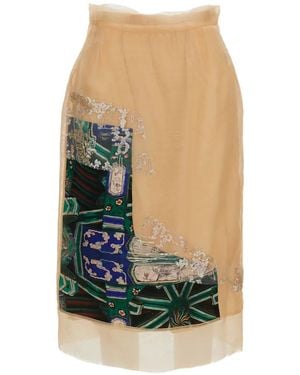 Hui Milano Ivy Sequin-Embellished Graphic-Print Skirt - Blue