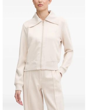 Guess Ribbed Collar Zip Jumper - Natural