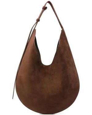 Aesther Ekme Medium Curved Suede Shoulder Bag - Brown