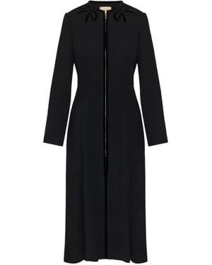 Valentino Garavani Bow-Embellished Zip-Fastening Coat - Black