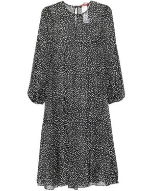 Max Mara Belted Polka-Dot Dress - Grey