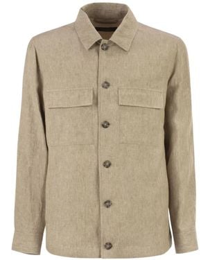 Peserico Linen Patch-Pockets Jacket - Natural