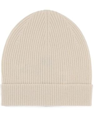 Rick Owens Ribbed-Knit Beanie Hat - Natural