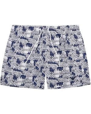 Emporio Armani Bañador Con Logo Estampado - Azul