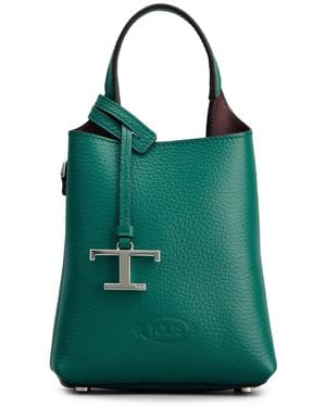 Tod's Bolso bombonera granulado con logo T - Verde