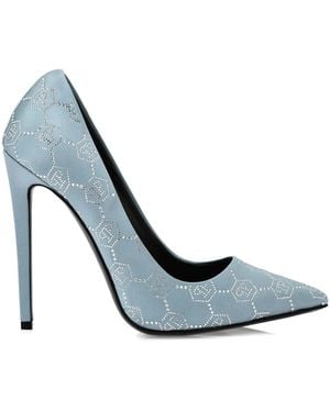 Philipp Plein 120Mm Decollete Monogram Court Shoes - Blue