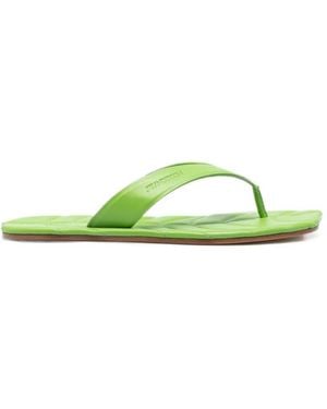 JW Anderson Leaf Quilted Leather Flat Sandals - Green