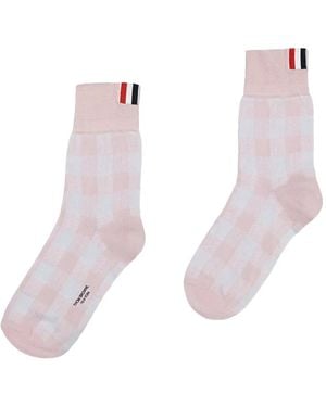 Thom Browne チェック靴下 - ピンク