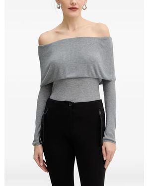 Guess Off-Shoulder Long-Sleeve Top - Grey