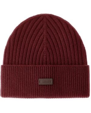 Herno Ribbed-Knit Beanie Hat - Red