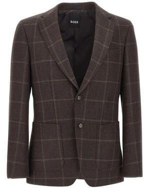 BOSS Check-Pattern Blazer - Black