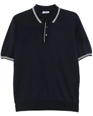 Cesare Attolini Stripe-Trim Short-Sleeve Polo Shirt - Blue