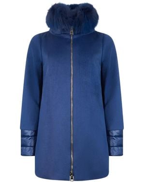 Herno Faux-Fur Trim Hooded Jacket - Blue