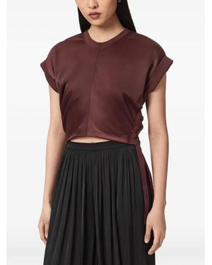 AllSaints Mira Cropped Satin Drawcord T-Shirt - Red