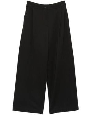 Imperial Pleated Wide-Leg Pants - Black