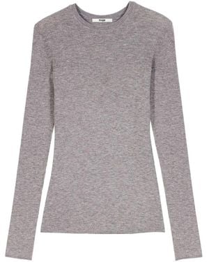 Maje T-Shirt En Maille À Design Côtelé - Gris