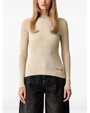 ARMANI EXCHANGE Ribbed Logo-Embroidered Jumper - Natural