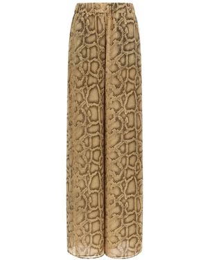 ANDAMANE Lena Elasticated-Waist Python-Print Pants - Natural