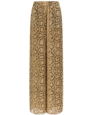 ANDAMANE Lena Elasticated-Waist Python-Print Trousers - Natural