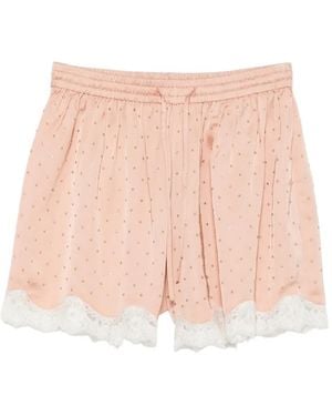 Sandro Shorts Con Ribete De Encaje - Rosa