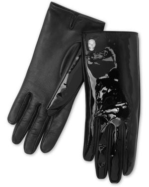 Philipp Plein Skull-Appliqué Leather Gloves - Black