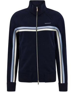 Ferragamo Stripe Zip Sports Jacket - Blue
