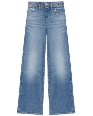 Maje Chain-Belt Faded Jeans - Blue