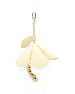 THEMOIRÈ Flower-Pendant Beaded Bag Charm - Metallic