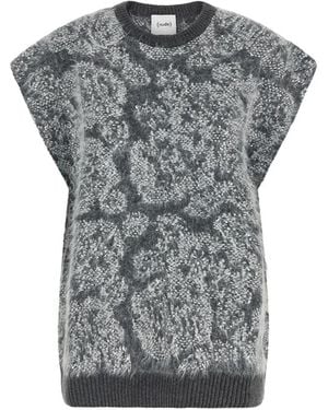 Nude Abstract-Pattern Knit Vest - Gray