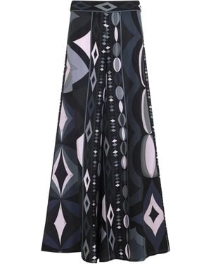 PUCCI Geometric-Print Silk Palazzo Pants - Black