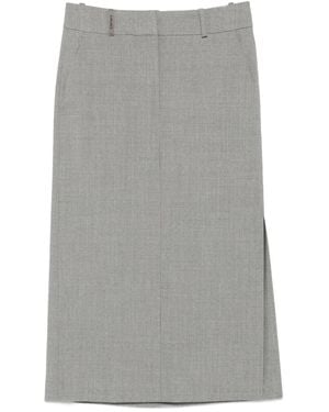 Peserico Straight Midi-Rok Met Paspelzakken - Grijs