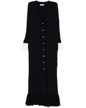 Sandro Contrasting-Ruffles Knit Midi Dress - Black