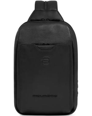Piquadro Logo-Embossed Convertible Sling Bag - Black