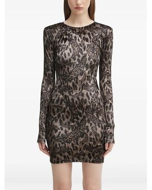 Fiorucci Long-Sleeve Print Mini Dress - Black