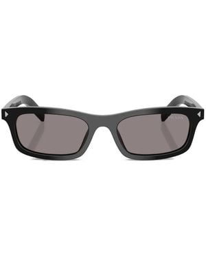 Prada Stripe-Detail Rectangle-Frame Sunglasses - Gray