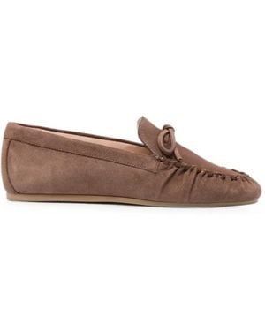 Stuart Weitzman Bow-Embellishment Loafers - Brown