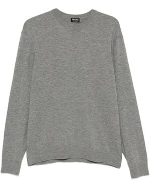 ZEGNA Crew-Neck Long-Sleeve Sweater - Gray