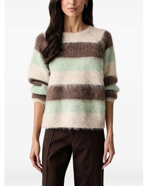 Mos Mosh Suvi Striped Brushed-Knit Jumper - Brown