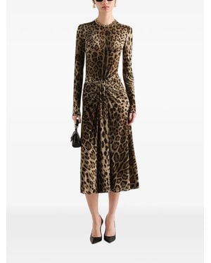 Dolce & Gabbana Leo-Print Viscose Jersey Dress - Natural